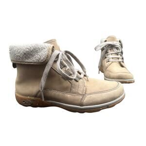 Chaco Barbary Chukka Gray Leather Wool Collar Lace Up Ankle Boots Women’s 7